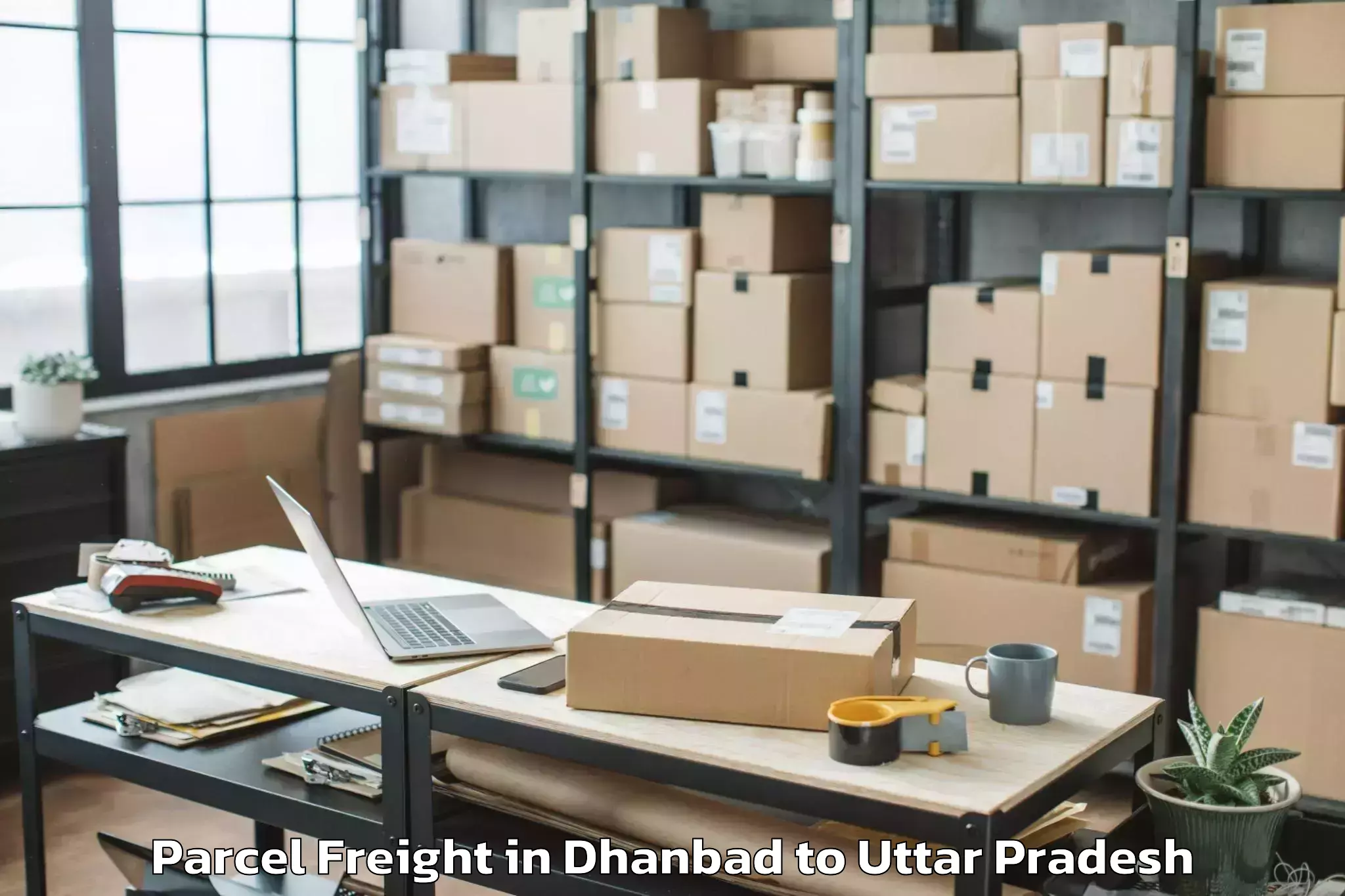 Top Dhanbad to Etmadpur Parcel Freight Available